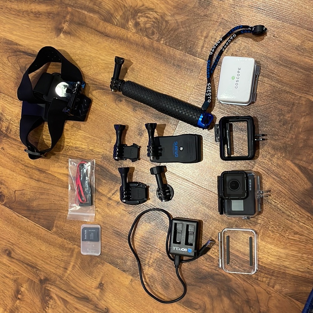Go pro 7 with accessories.